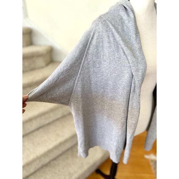 Eileen Fisher Grey Short Sleeve Drapey Organic Cotton Knit Cardigan Flaw - Picture 3 of 8